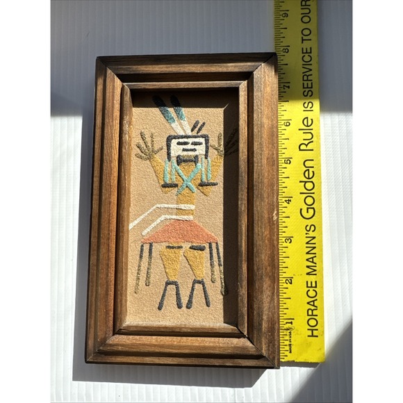Vintage Navajo Sand Painting Art James Joe Native American Healing God 7.5X4.5" - Picture 10 of 11